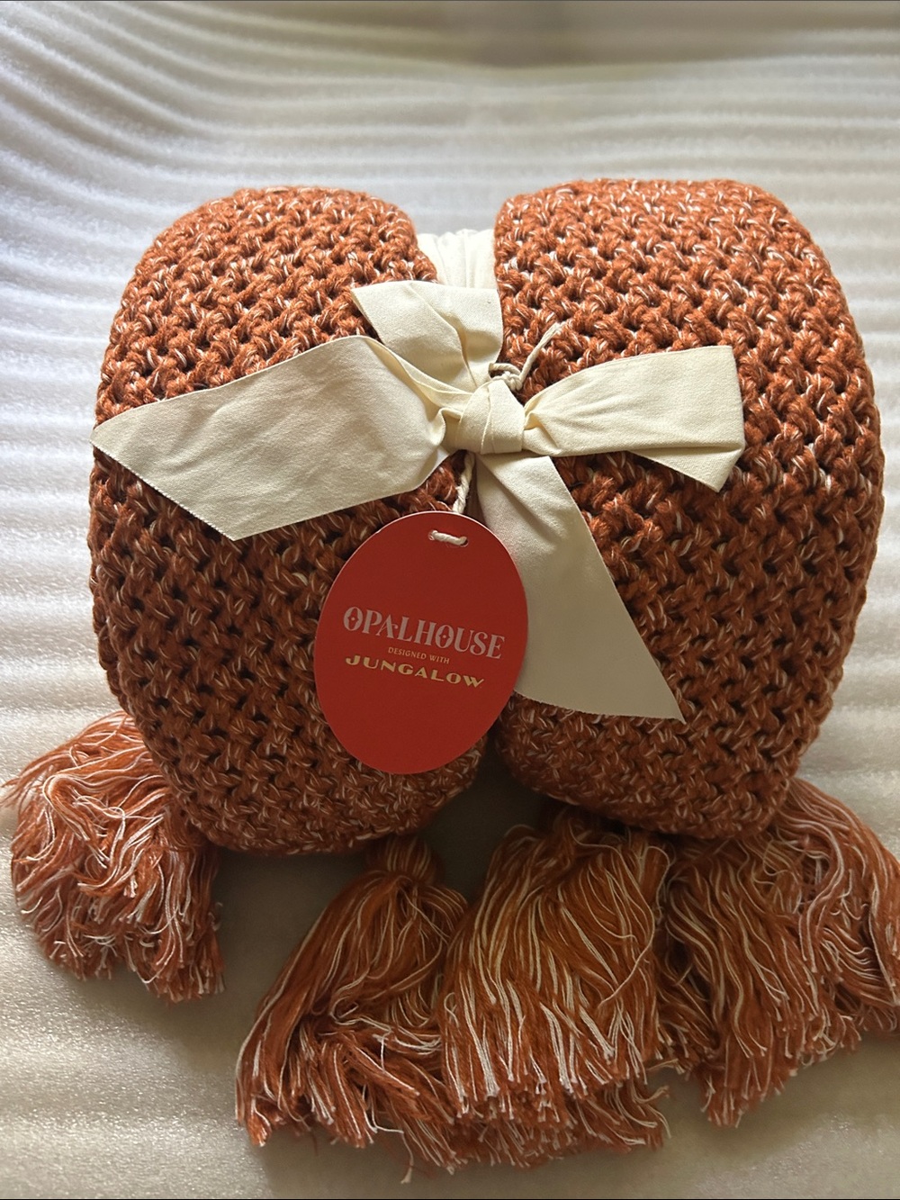 Opalhouse Jungalow 50” x 60” Burnt Orange / Cream Woven Throw with Tassels